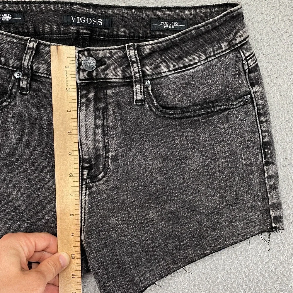 Vigoss Denim Shorts Womens 28 Cutoff‎ Mid Rise Stretchy Gray Denim 3.5 Inch